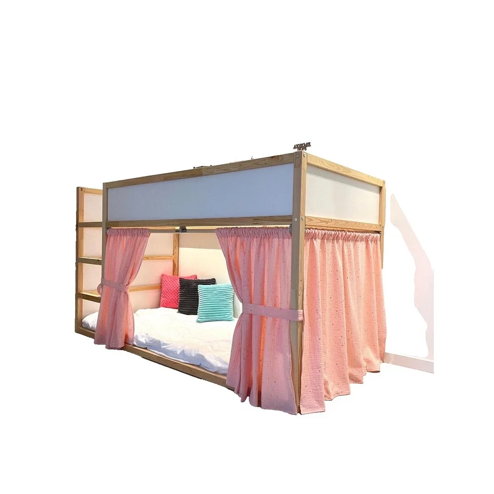 Ikea KURA Bed Curtains Pink Muslin Canopy Kids Bunk Bed Floor Bed Curtains